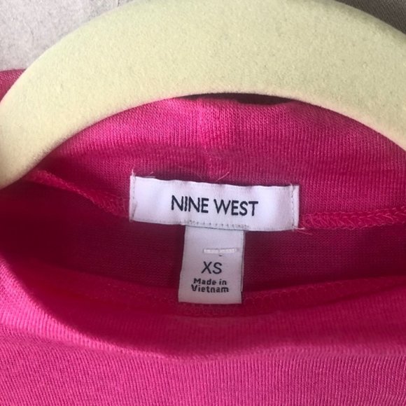 Nine West Hot Pink Semi Sheer Mock Turtleneck - Picture 3 of 4